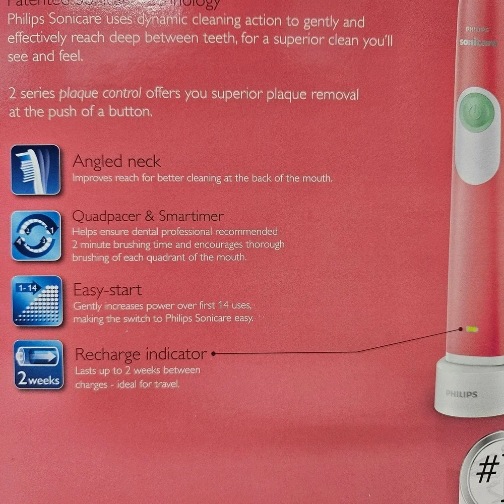 Philips Sonicare 2 Series Plaque Control Electric Toothbrush Pink HX6211/47 NEW
